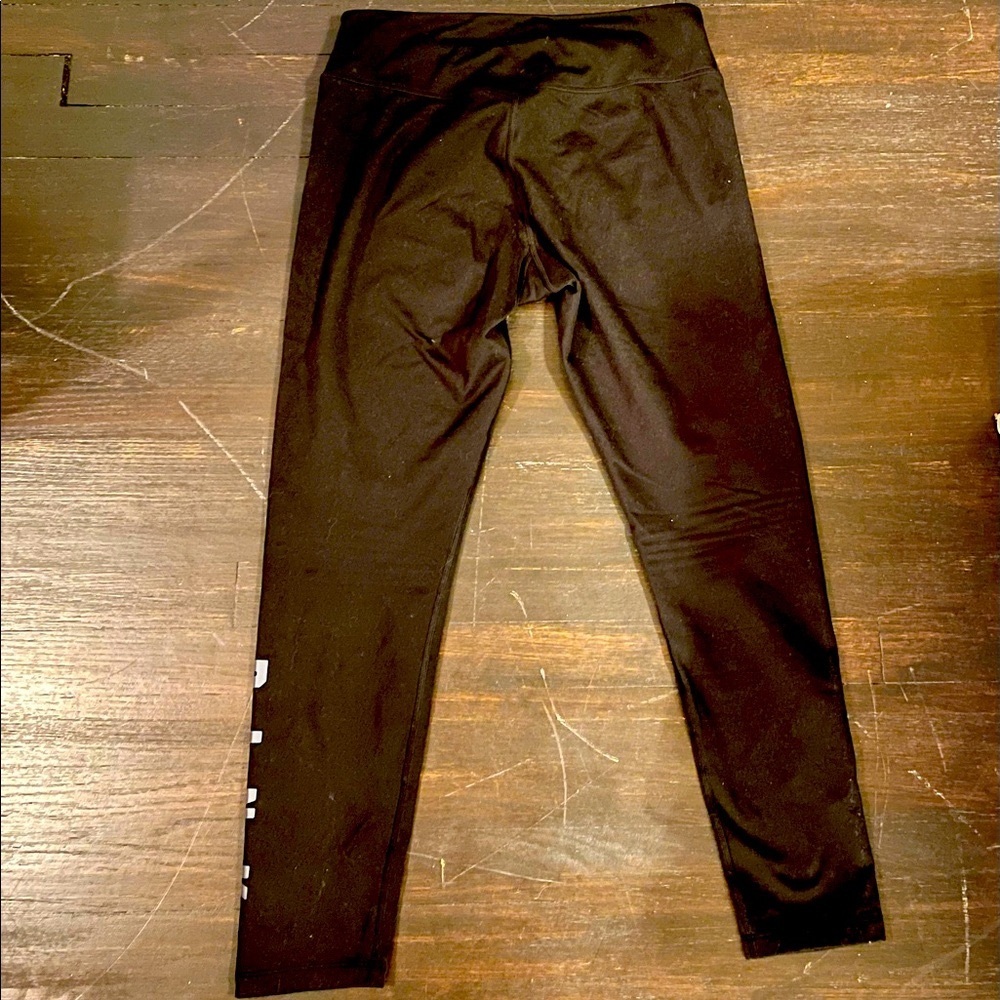 2-for-1! Size large, black fleece-lined leggings, Pink by Victoria’s Secret